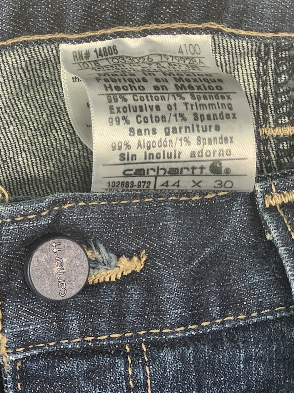 FR Carhartt Indigo Blue Relaxed Fit Denim Jeans